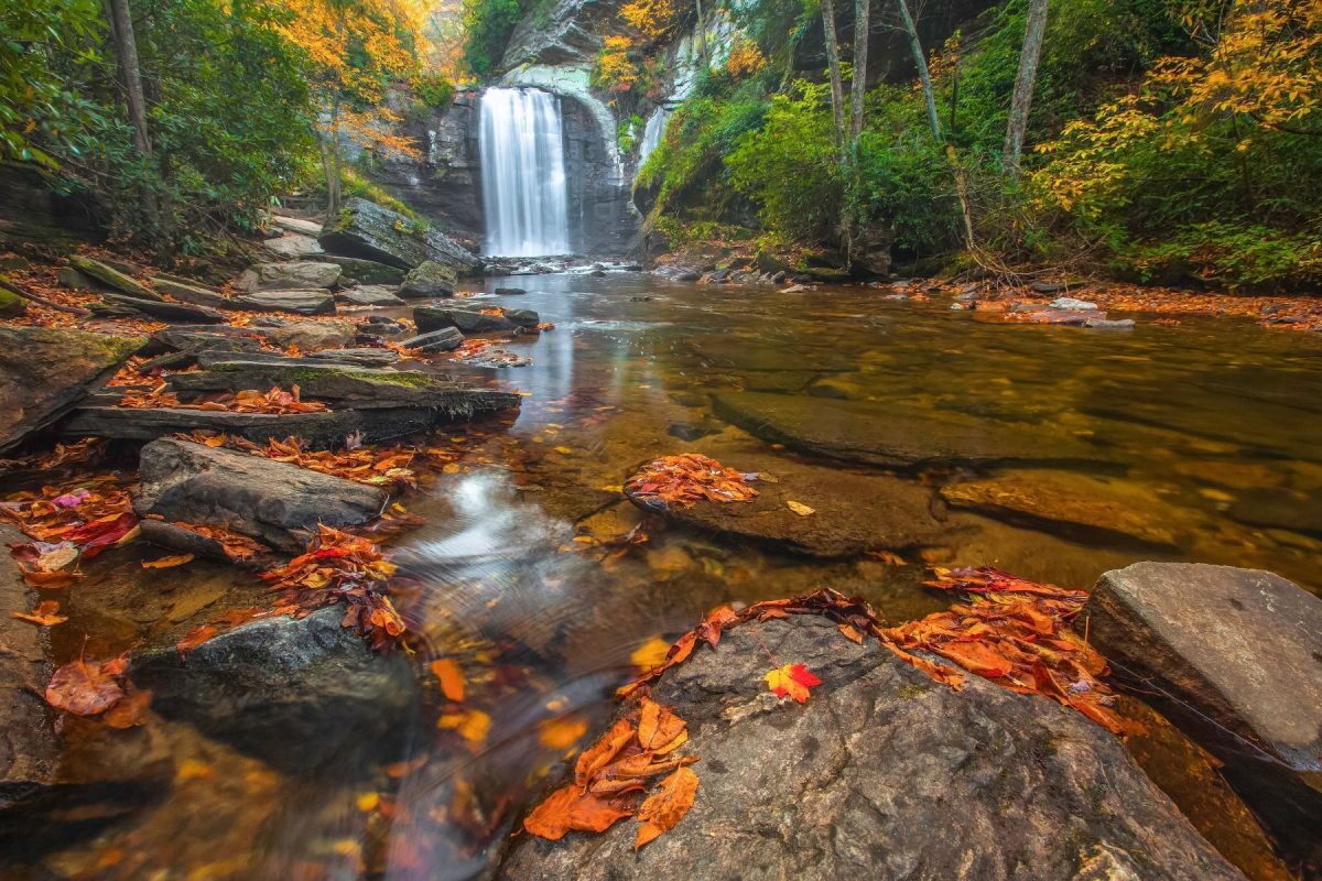 Linville Falls in autumn in North Carolina